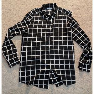 Calvin Klein Black and White Grid Men's Shirt
